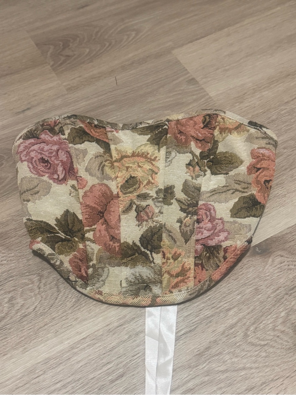 Floral Tapestry Corset Waist Cincher - Pink & Green